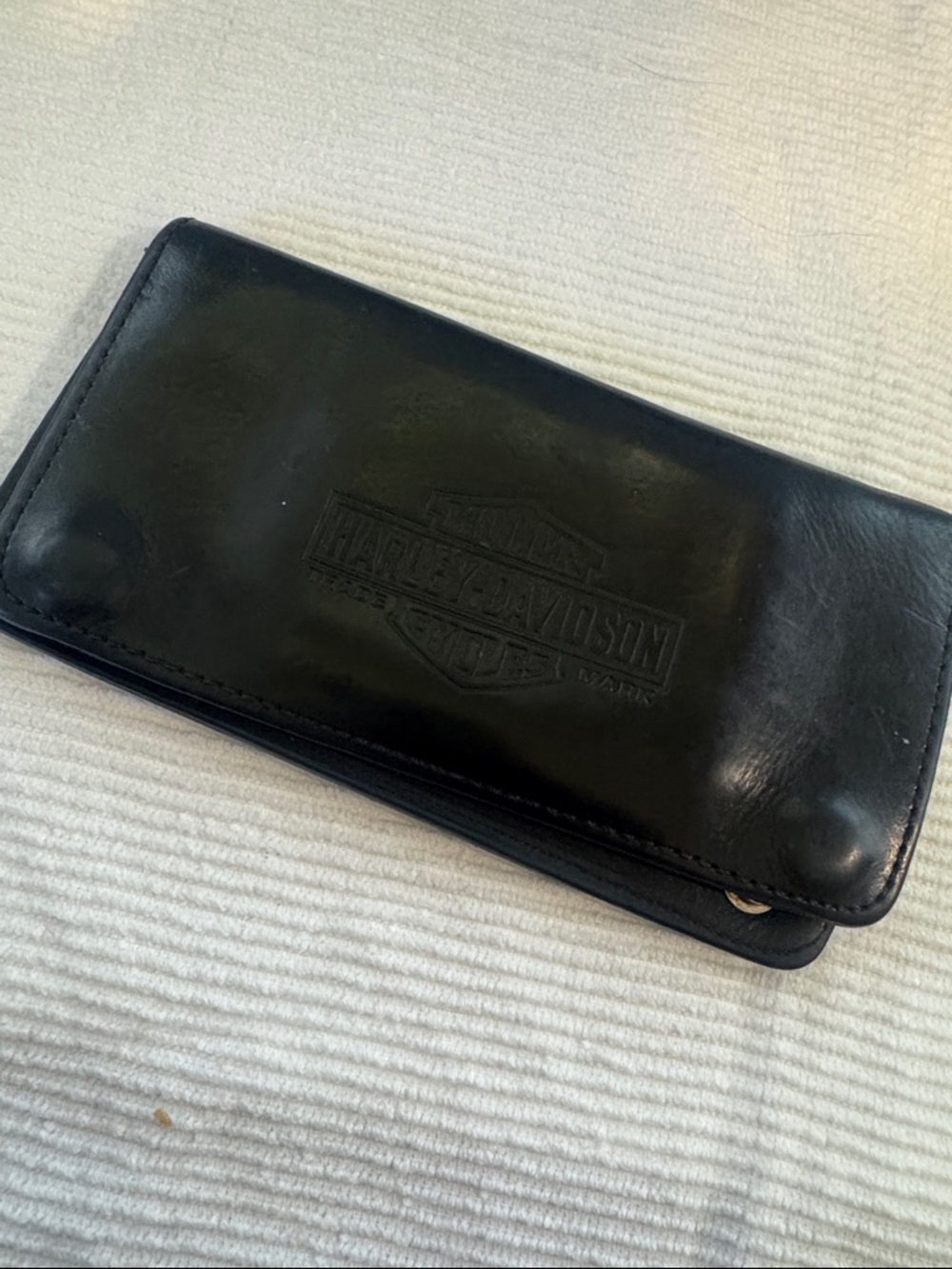 Harley-Davidson leather bifold biker wallet wit embossed Bar & Shield logo